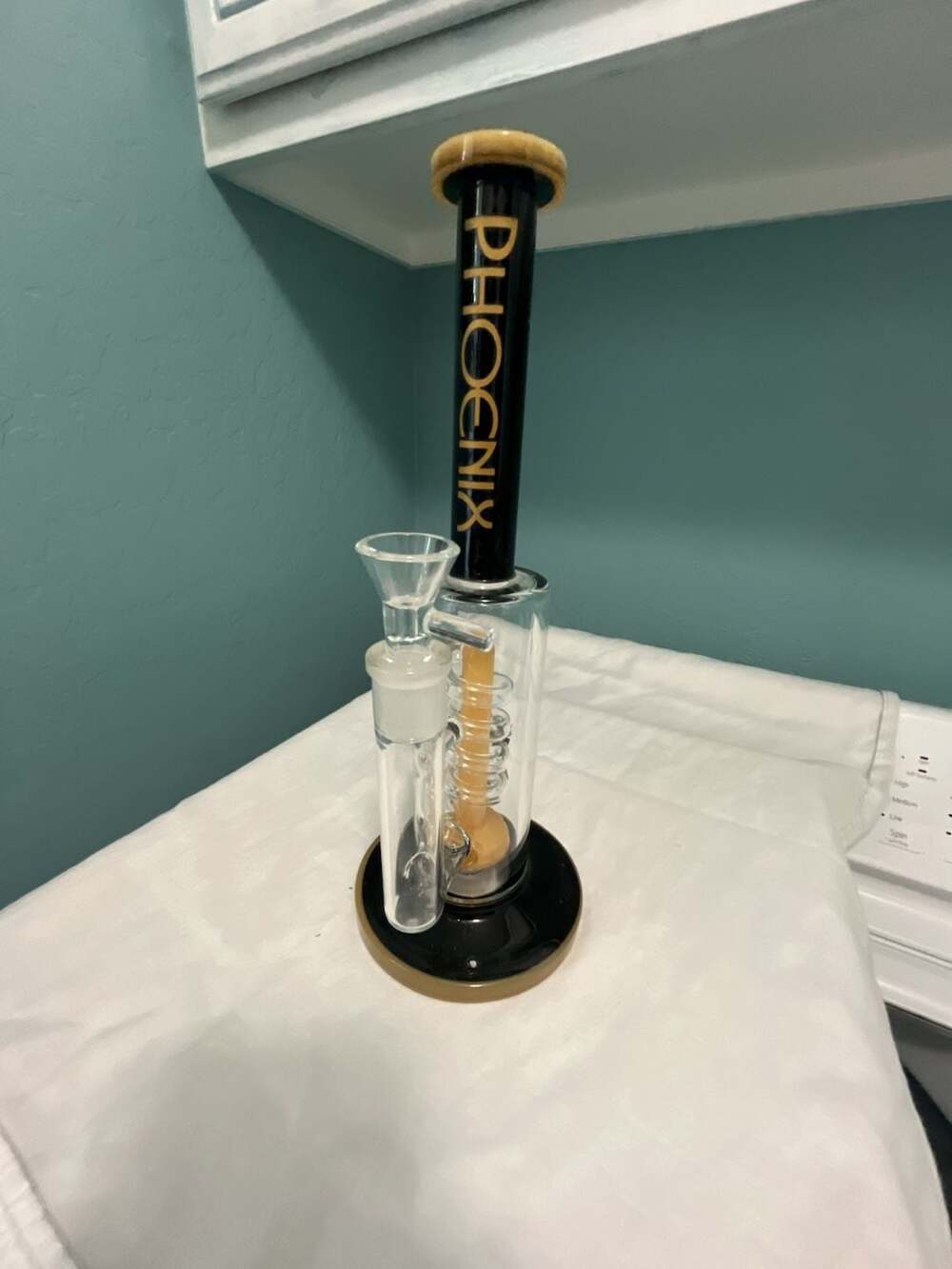 Phoenix Glass Straight Tube Water Piece with Spiral Percolator